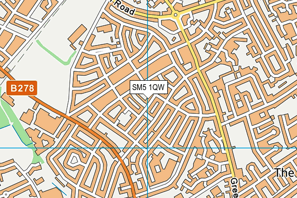 SM5 1QW map - OS VectorMap District (Ordnance Survey)