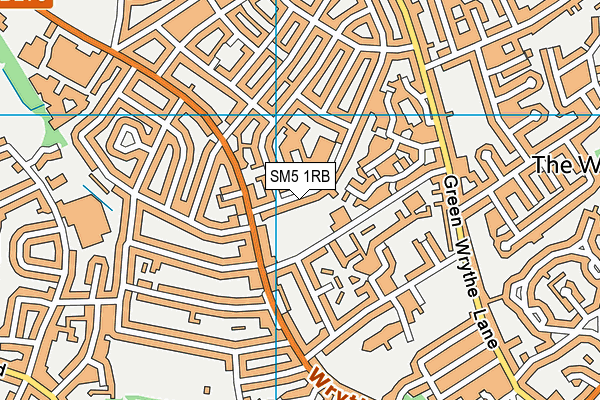 SM5 1RB map - OS VectorMap District (Ordnance Survey)