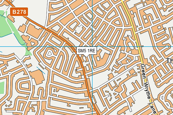 SM5 1RE map - OS VectorMap District (Ordnance Survey)