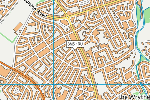 SM5 1RU map - OS VectorMap District (Ordnance Survey)