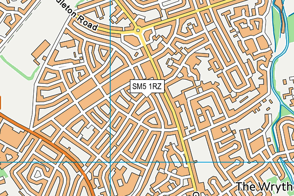 SM5 1RZ map - OS VectorMap District (Ordnance Survey)