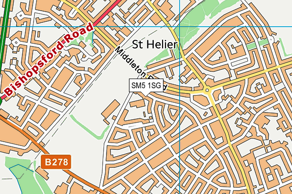 SM5 1SG map - OS VectorMap District (Ordnance Survey)