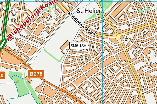 SM5 1SH map - OS VectorMap District (Ordnance Survey)