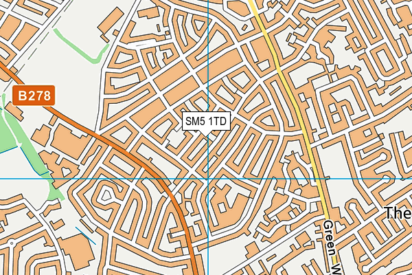 SM5 1TD map - OS VectorMap District (Ordnance Survey)