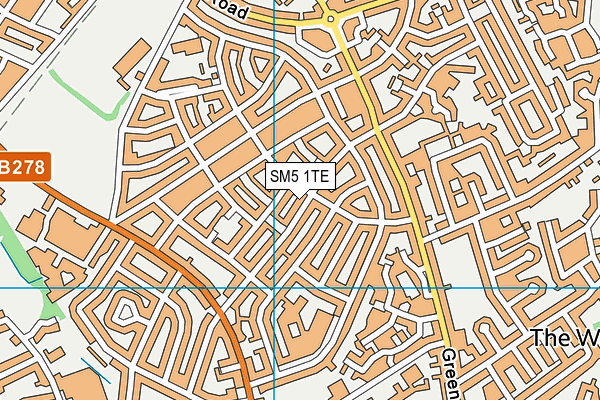 SM5 1TE map - OS VectorMap District (Ordnance Survey)