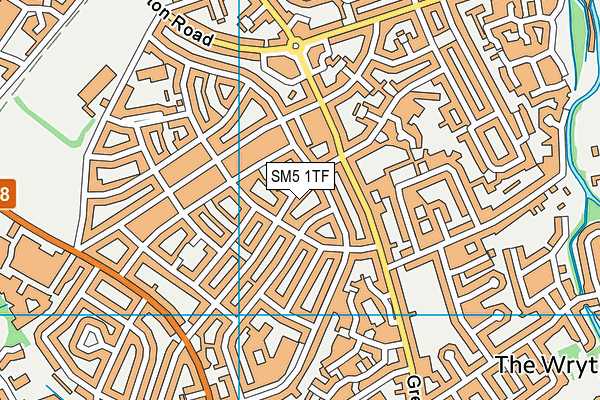 SM5 1TF map - OS VectorMap District (Ordnance Survey)
