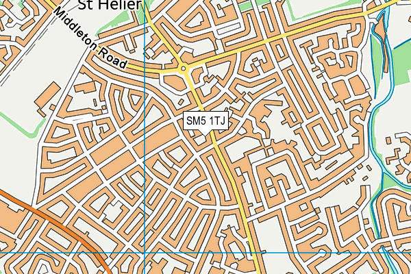 SM5 1TJ map - OS VectorMap District (Ordnance Survey)