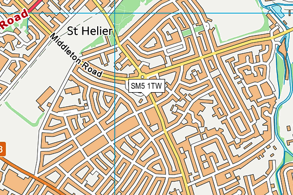 SM5 1TW map - OS VectorMap District (Ordnance Survey)