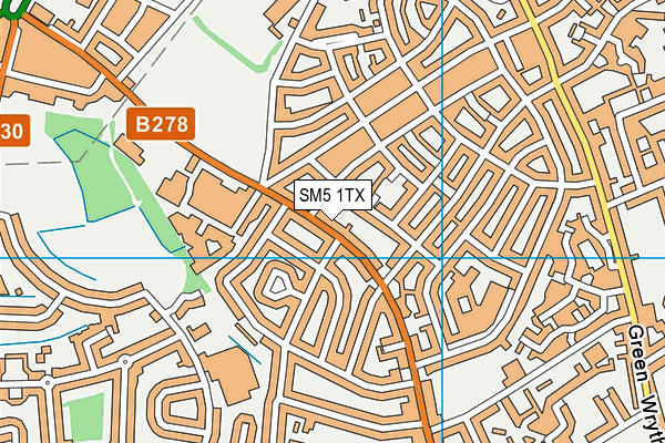 SM5 1TX map - OS VectorMap District (Ordnance Survey)