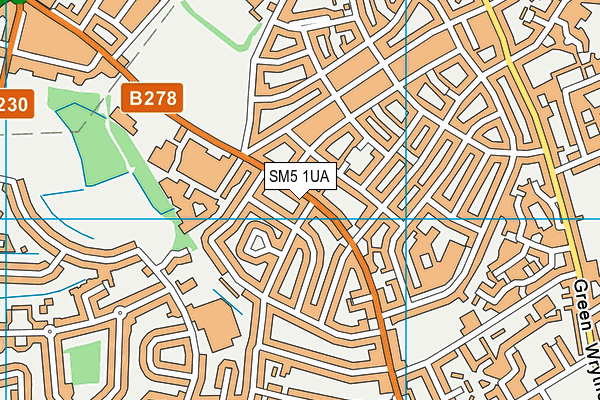 SM5 1UA map - OS VectorMap District (Ordnance Survey)