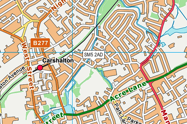 SM5 2AD map - OS VectorMap District (Ordnance Survey)