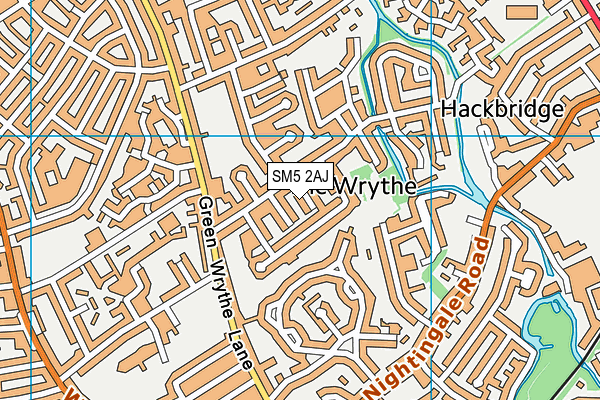 SM5 2AJ map - OS VectorMap District (Ordnance Survey)