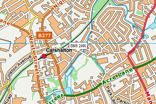 SM5 2AN map - OS VectorMap District (Ordnance Survey)