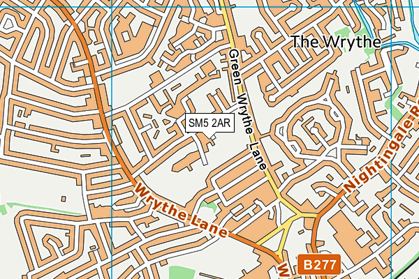 SM5 2AR map - OS VectorMap District (Ordnance Survey)