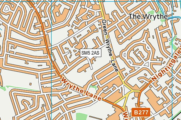 SM5 2AS map - OS VectorMap District (Ordnance Survey)