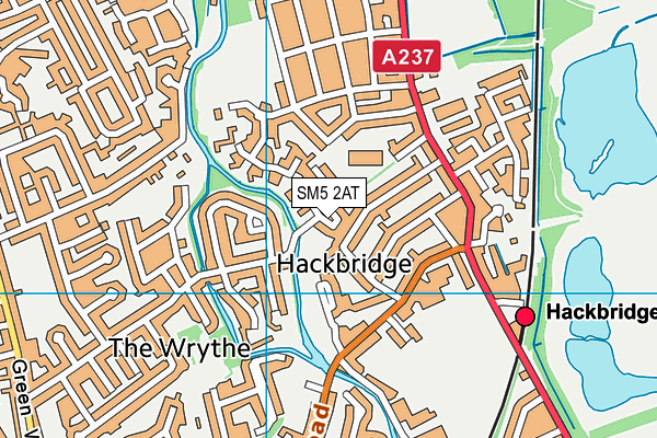 SM5 2AT map - OS VectorMap District (Ordnance Survey)