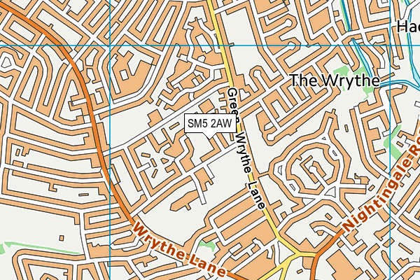 SM5 2AW map - OS VectorMap District (Ordnance Survey)