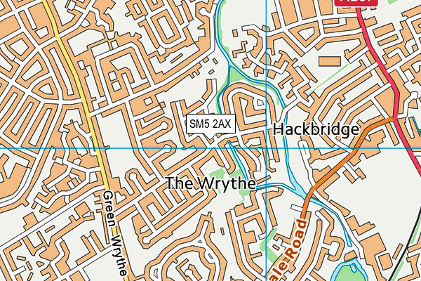 SM5 2AX map - OS VectorMap District (Ordnance Survey)