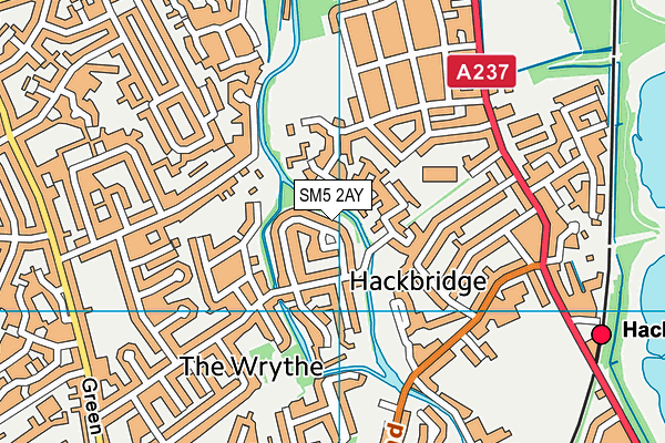 SM5 2AY map - OS VectorMap District (Ordnance Survey)