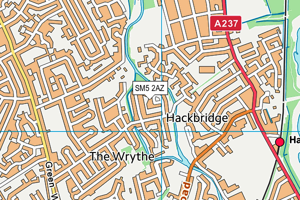 SM5 2AZ map - OS VectorMap District (Ordnance Survey)