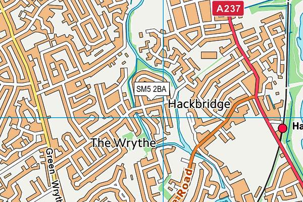 SM5 2BA map - OS VectorMap District (Ordnance Survey)