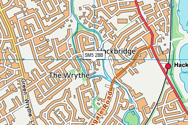 SM5 2BB map - OS VectorMap District (Ordnance Survey)