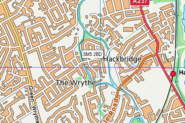 SM5 2BD map - OS VectorMap District (Ordnance Survey)