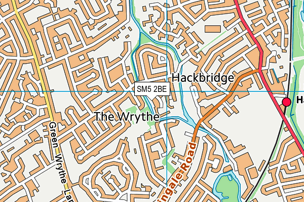 SM5 2BE map - OS VectorMap District (Ordnance Survey)