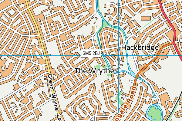 SM5 2BJ map - OS VectorMap District (Ordnance Survey)