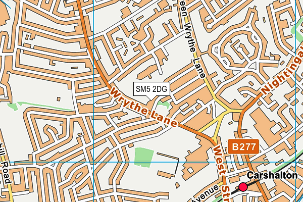 SM5 2DG map - OS VectorMap District (Ordnance Survey)