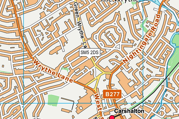 SM5 2DS map - OS VectorMap District (Ordnance Survey)