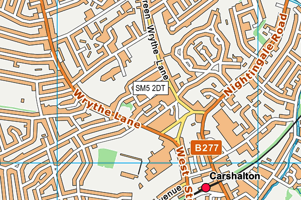 SM5 2DT map - OS VectorMap District (Ordnance Survey)