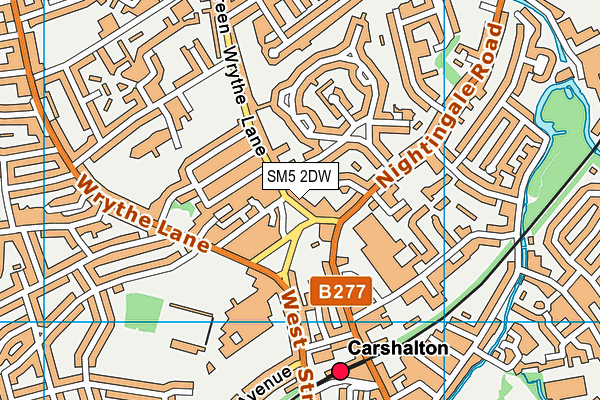 SM5 2DW map - OS VectorMap District (Ordnance Survey)