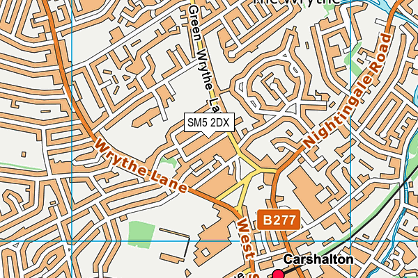 SM5 2DX map - OS VectorMap District (Ordnance Survey)