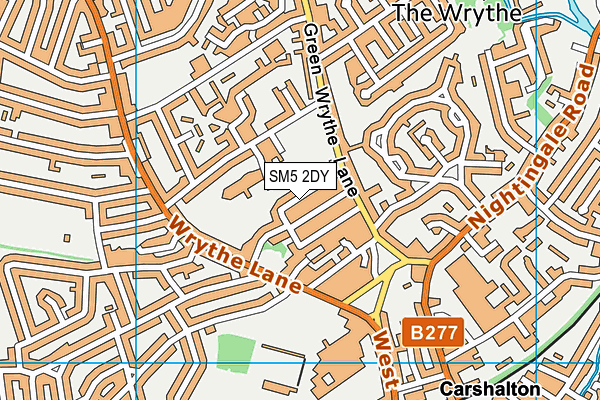 SM5 2DY map - OS VectorMap District (Ordnance Survey)