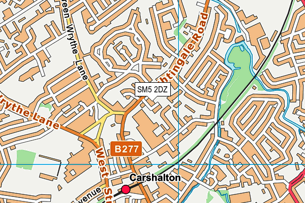 SM5 2DZ map - OS VectorMap District (Ordnance Survey)