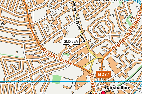 SM5 2EA map - OS VectorMap District (Ordnance Survey)