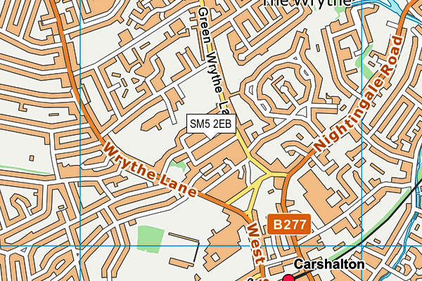 SM5 2EB map - OS VectorMap District (Ordnance Survey)