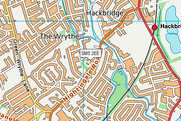 SM5 2EE map - OS VectorMap District (Ordnance Survey)