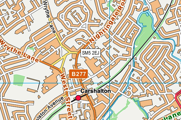 Pulse Health & Fitness Carshalton map (SM5 2EJ) - OS VectorMap District (Ordnance Survey)