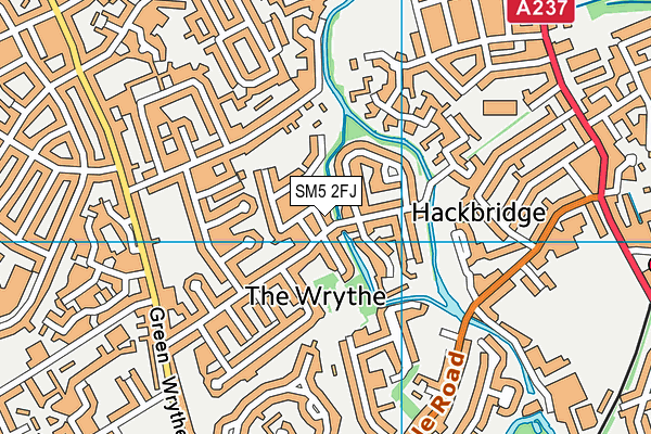 SM5 2FJ map - OS VectorMap District (Ordnance Survey)