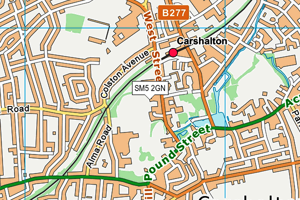 SM5 2GN map - OS VectorMap District (Ordnance Survey)