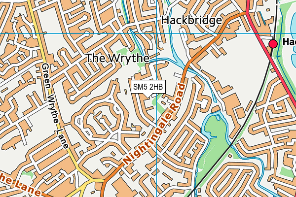 SM5 2HB map - OS VectorMap District (Ordnance Survey)