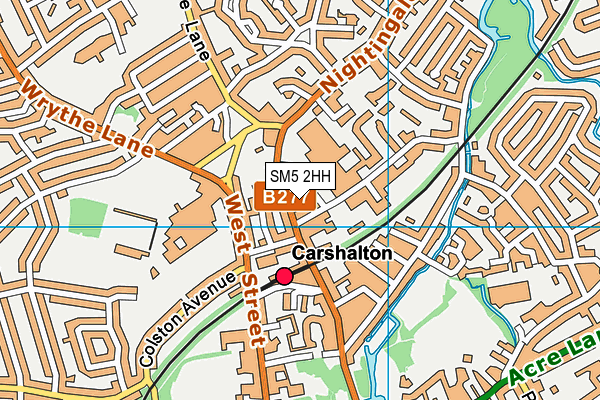SM5 2HH map - OS VectorMap District (Ordnance Survey)