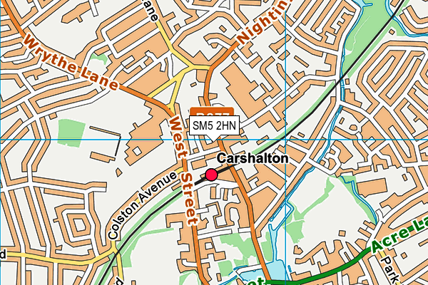 SM5 2HN map - OS VectorMap District (Ordnance Survey)