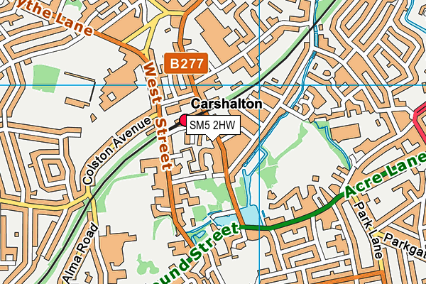 SM5 2HW map - OS VectorMap District (Ordnance Survey)