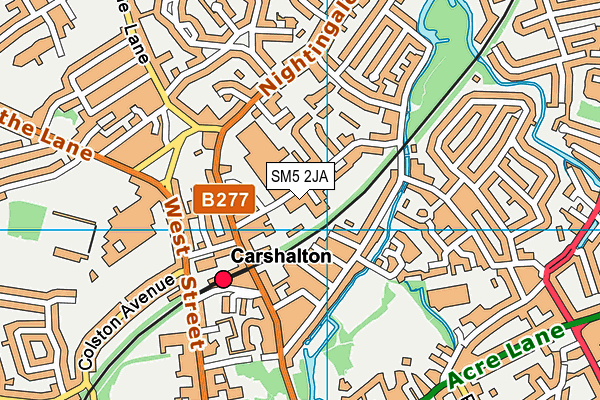 SM5 2JA map - OS VectorMap District (Ordnance Survey)