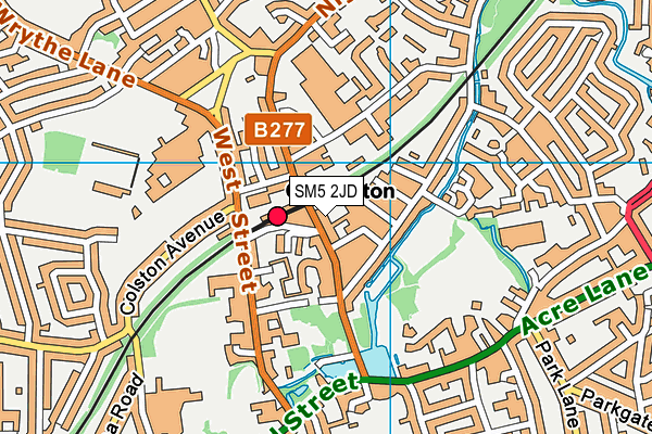 SM5 2JD map - OS VectorMap District (Ordnance Survey)