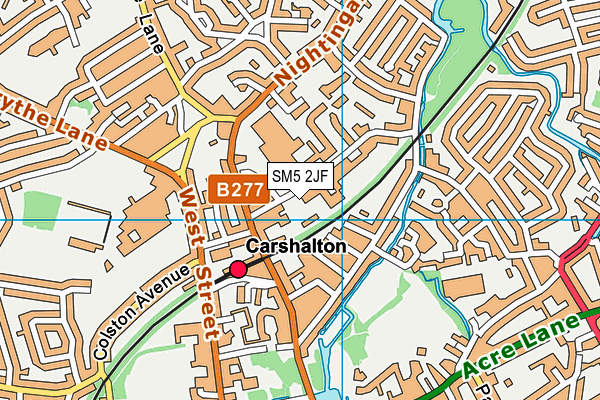 SM5 2JF map - OS VectorMap District (Ordnance Survey)