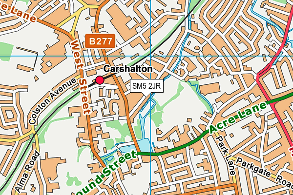 SM5 2JR map - OS VectorMap District (Ordnance Survey)